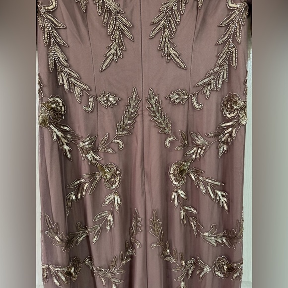 NWT Papell Boutique Womens Short Sleeve Beaded Evening Gown - Stone - Picture 11 of 16